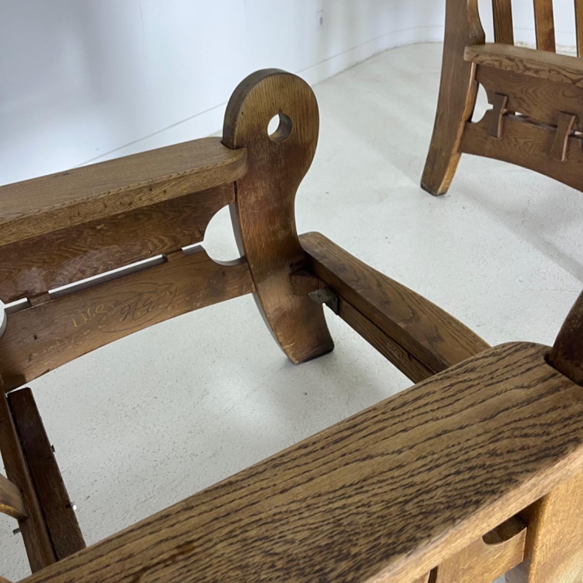 Pair of 1960 modern rustic armchairs 