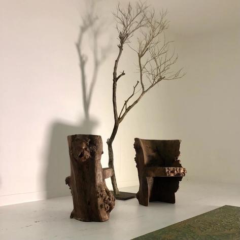 Pair of 1960 primitive chairs 