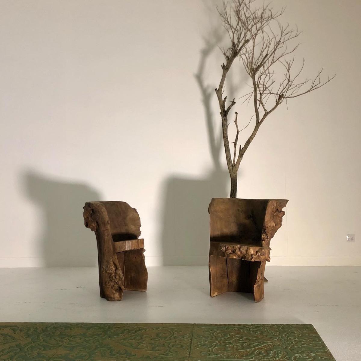 Pair of 1960 primitive chairs 