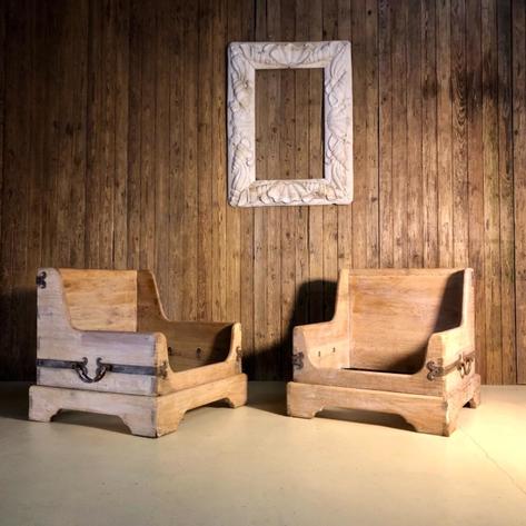 Pair of 1970 brutalist armchairs 