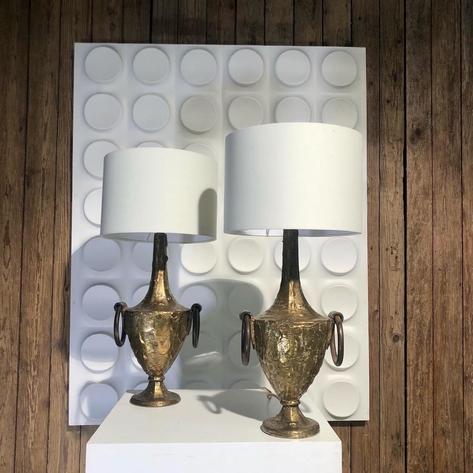 Pair of 1970 brutalist lamps