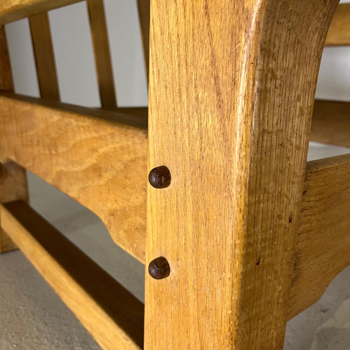 Pair of 1970 brutalist oak wood armchairs 