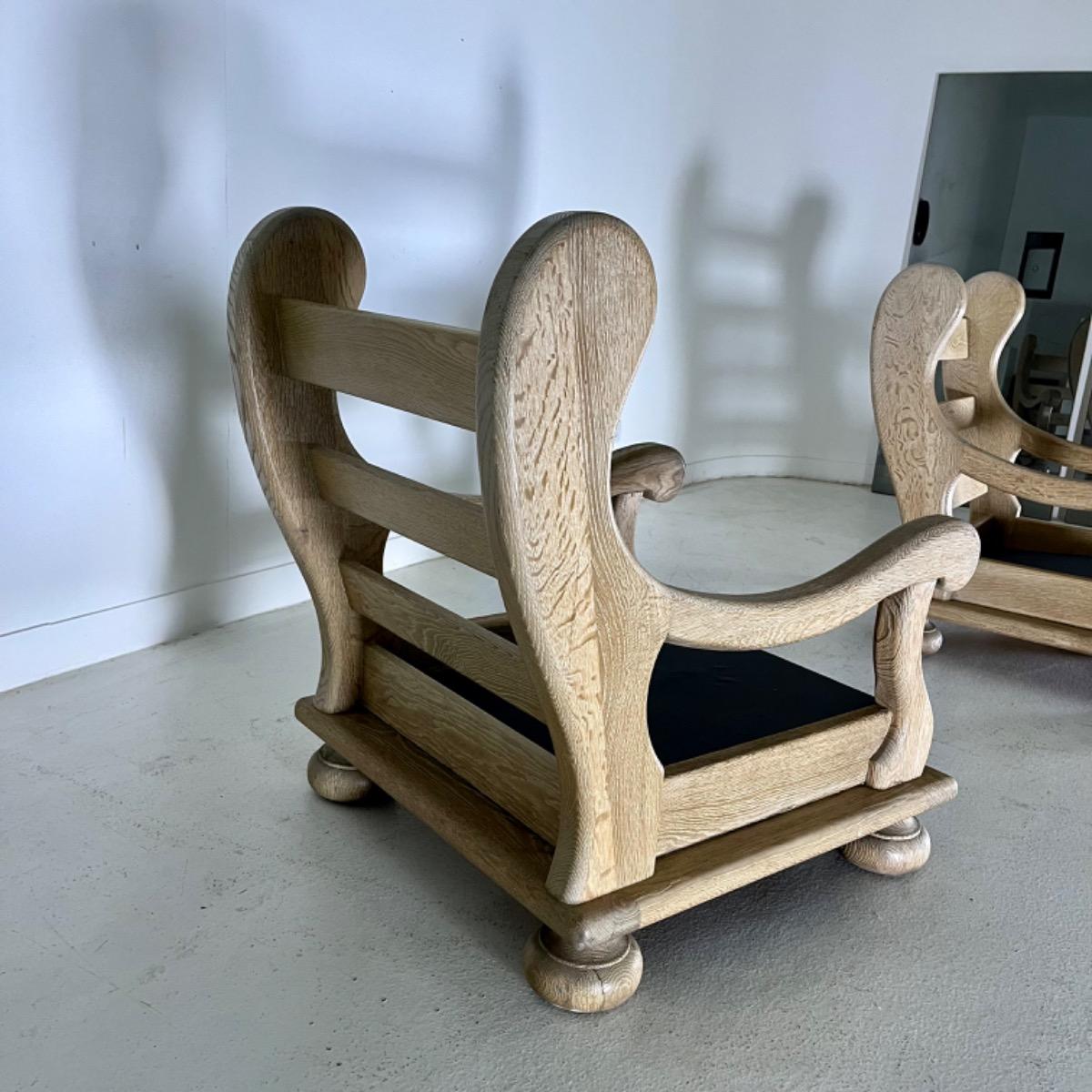 Pair of 1970 French chunky brutalist armchairs 