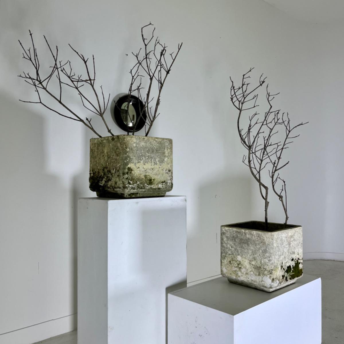 Pair of 1970 French concrete planters 