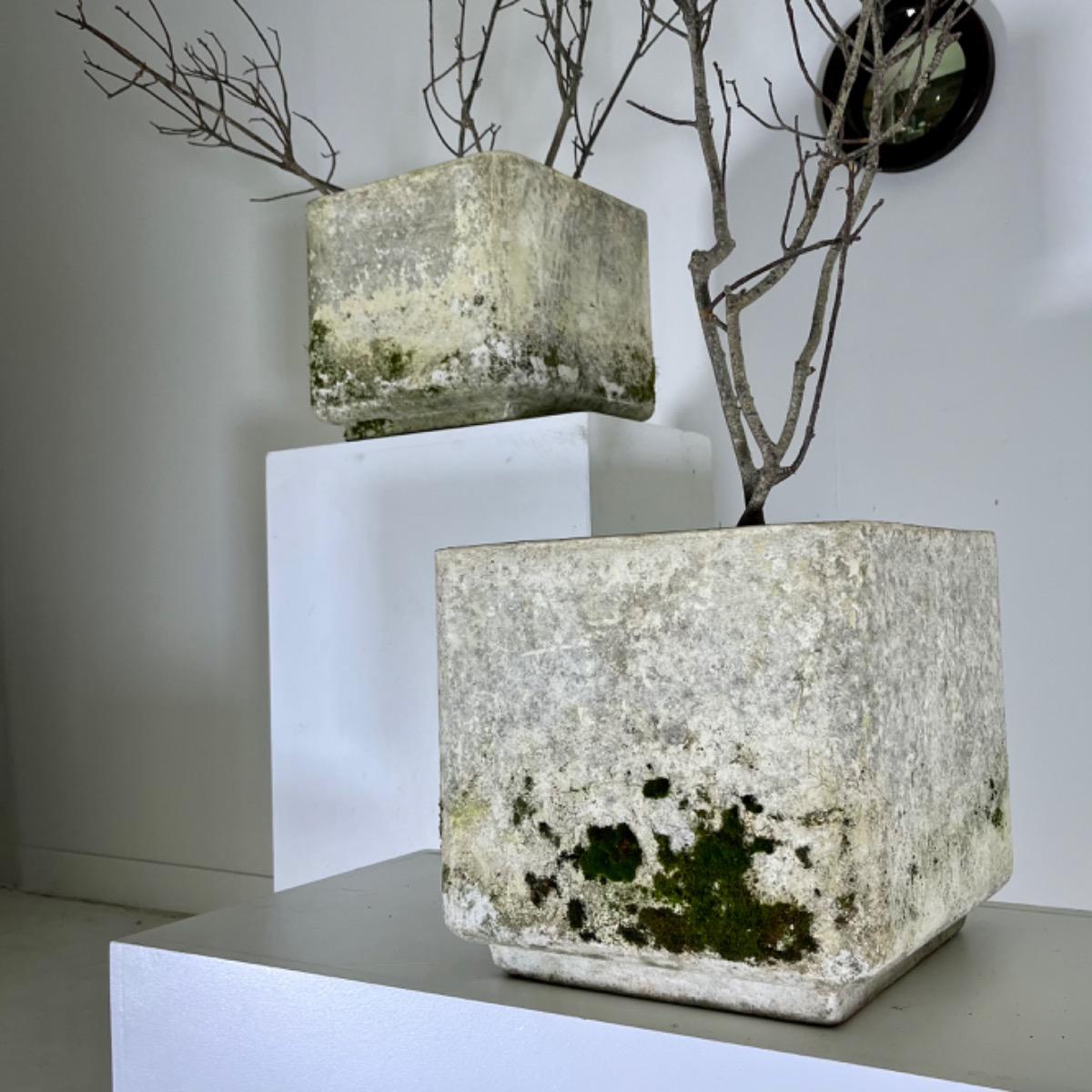 Pair of 1970 French concrete planters 