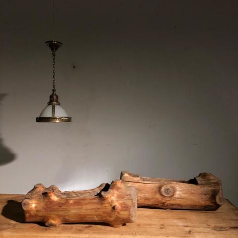 Pair of 1970 natural wood planters 