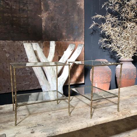 Pair of brass side tables