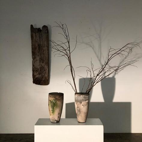 Pair of concrete pots