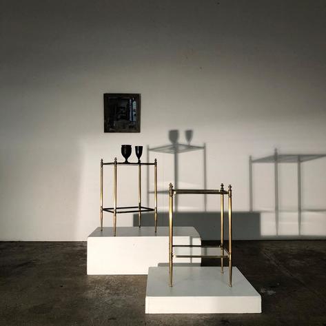 Pair of copper 1950 side tables