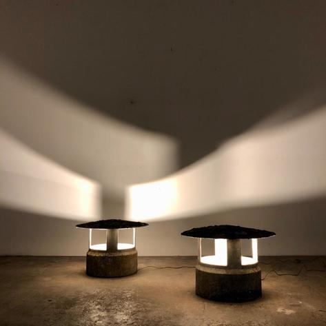 Pair of floor shade lamps