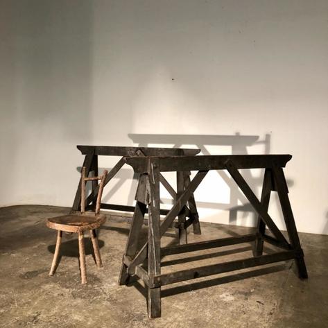 Pair of huge artist studio trestles 