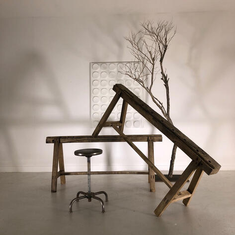 Pair of large oak trestle 