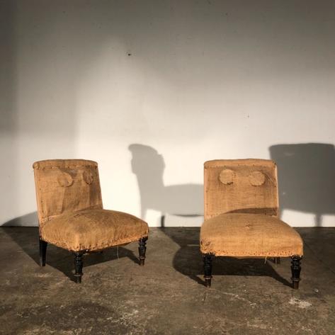 Pair of low Napoleon 3 chairs 
