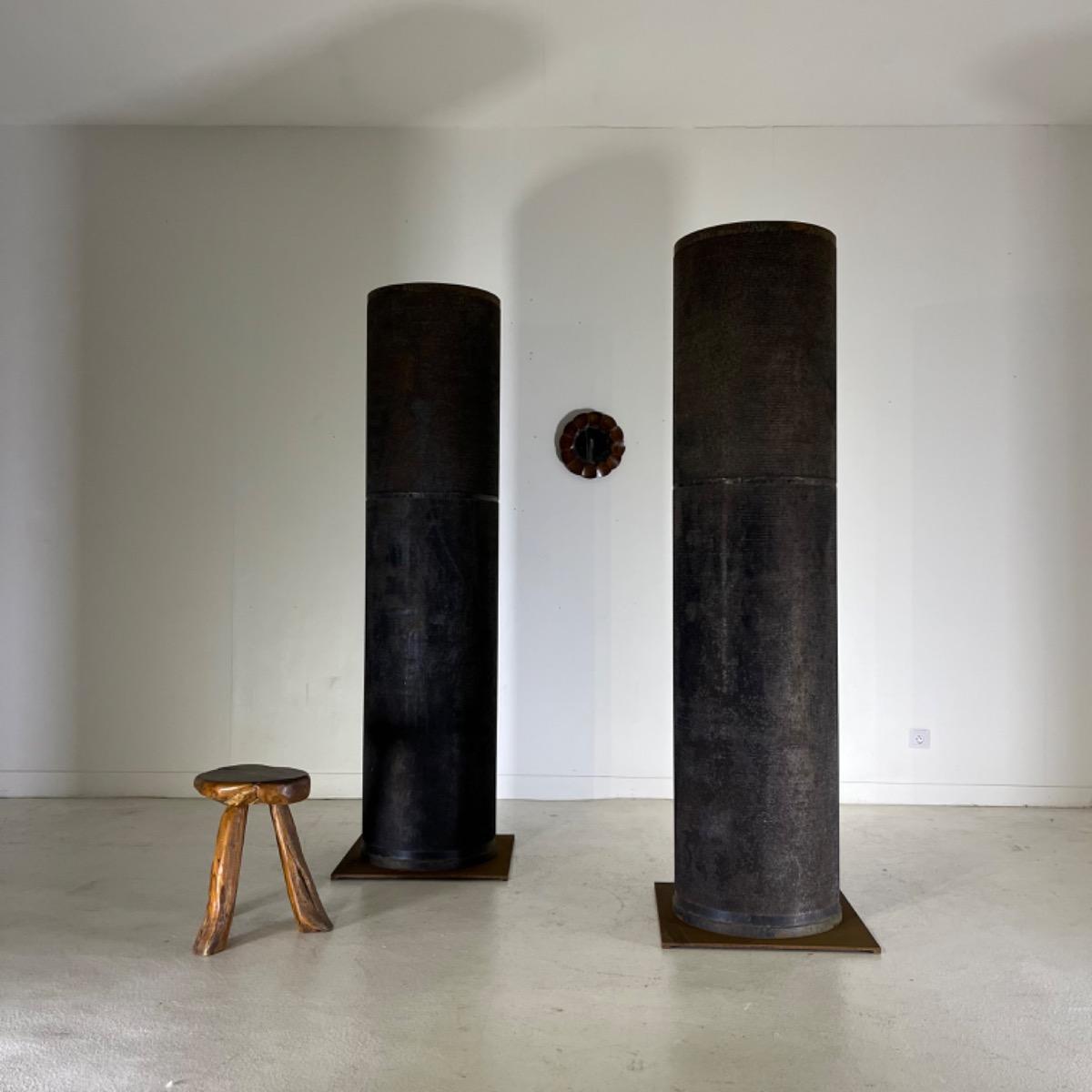 Pair of metal columns 