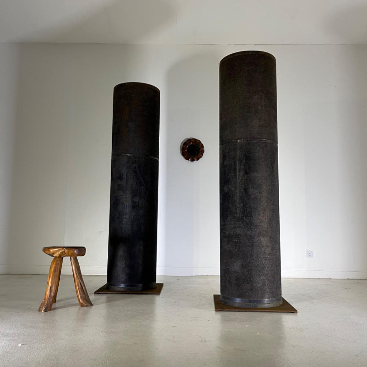 Pair of metal columns 