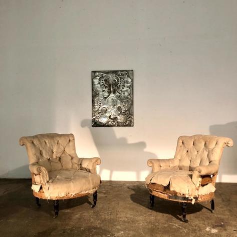 Pair of Napoleon 3 large armchairs 