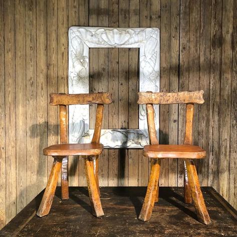 Pair of primitive chairs 