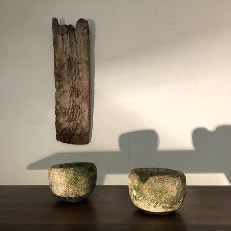 Pair of primitive concrete pots circa 1950