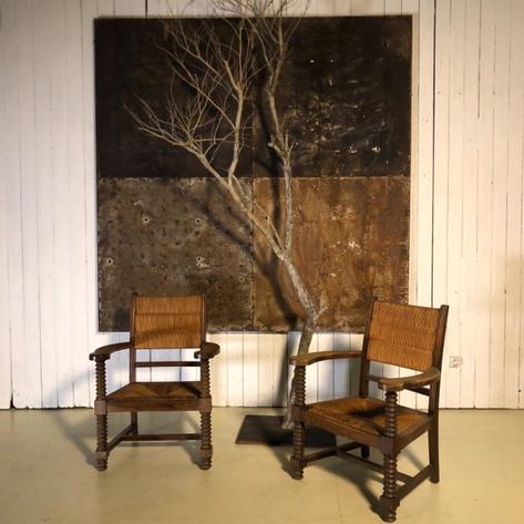 Pair of rustic modern armchairs 
