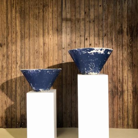 Pair willy guhl concrete planters 