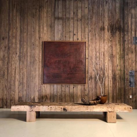 Primitive oak low table 