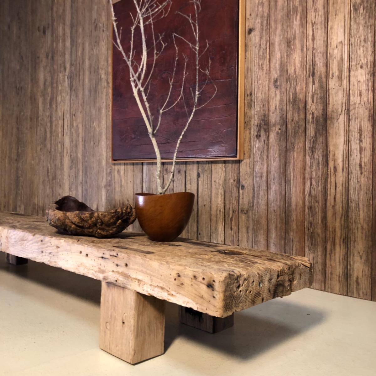 Primitive oak low table 