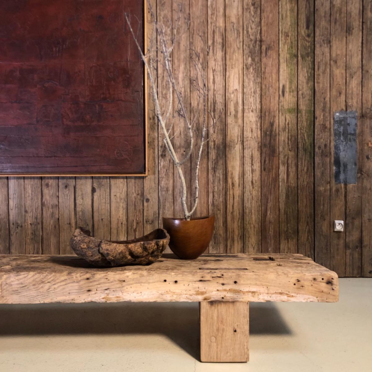 Primitive oak low table 