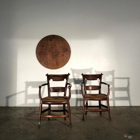 Rare pair of straw armchairs 