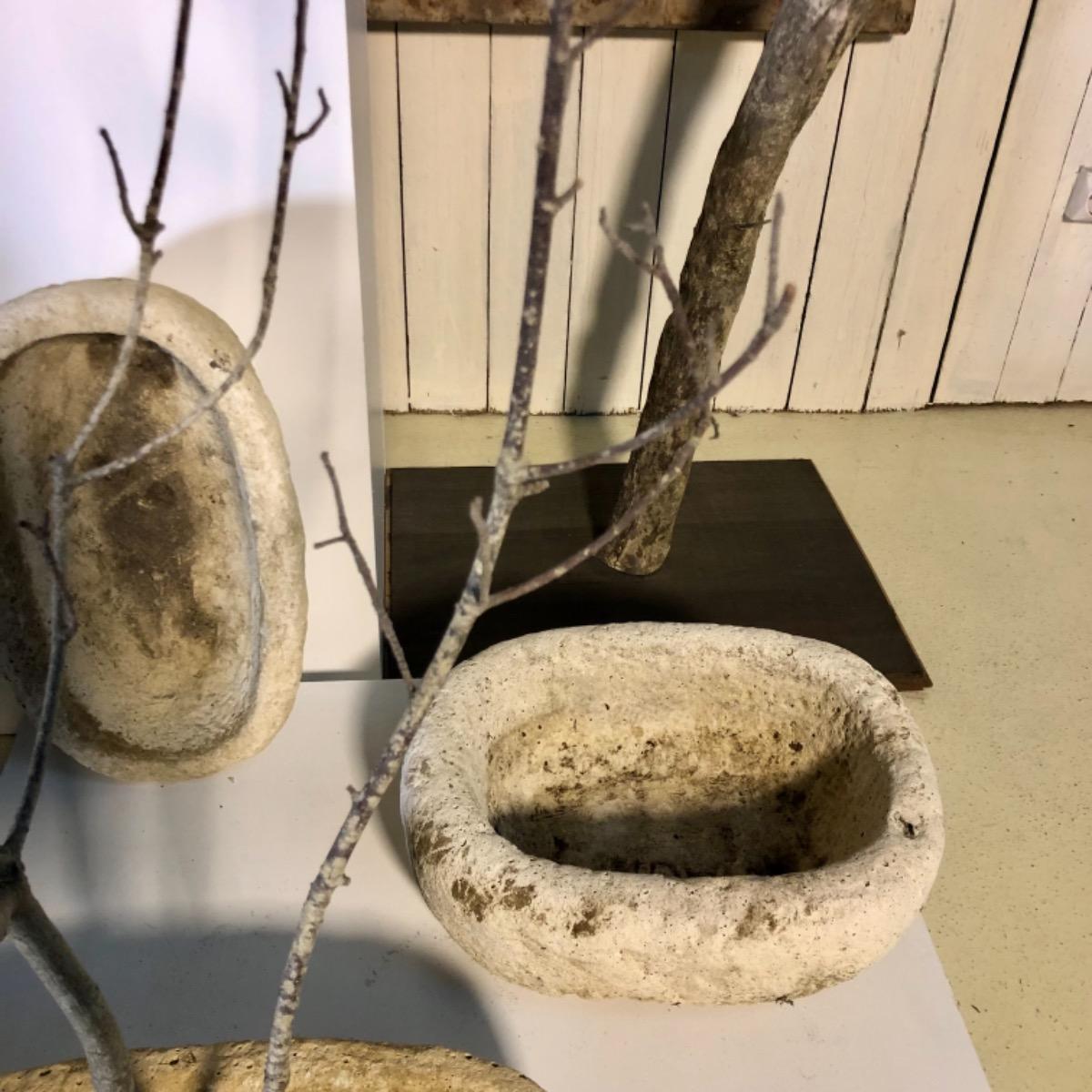 Set 7 primitive concrete planters 