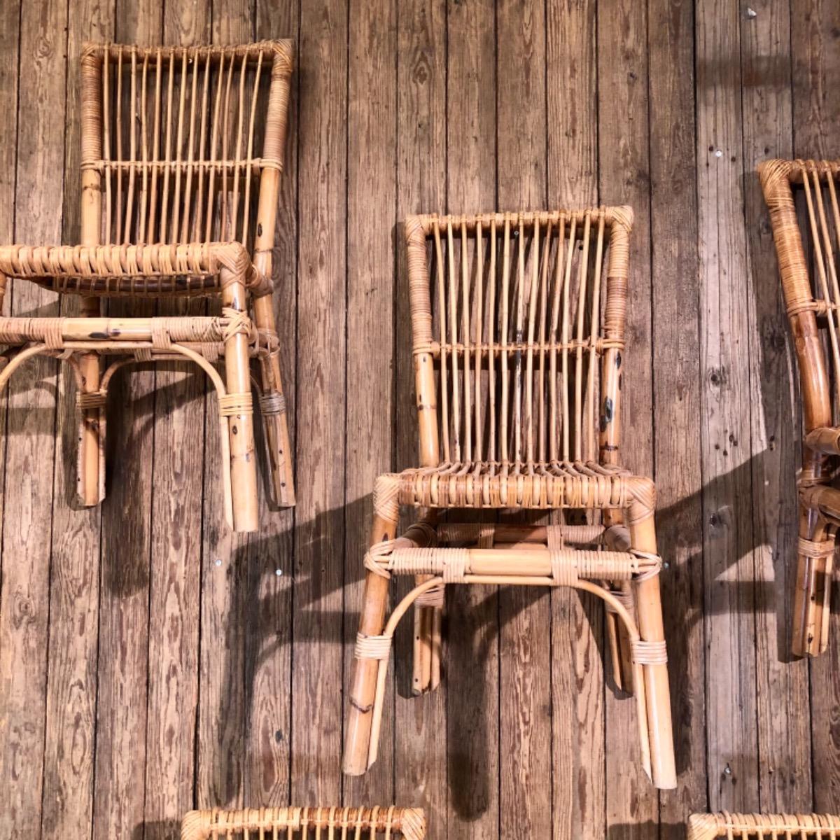 Set of 12 1960 rattan chairs 