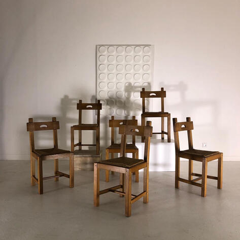 Set of 1960 rustic modern chairs 