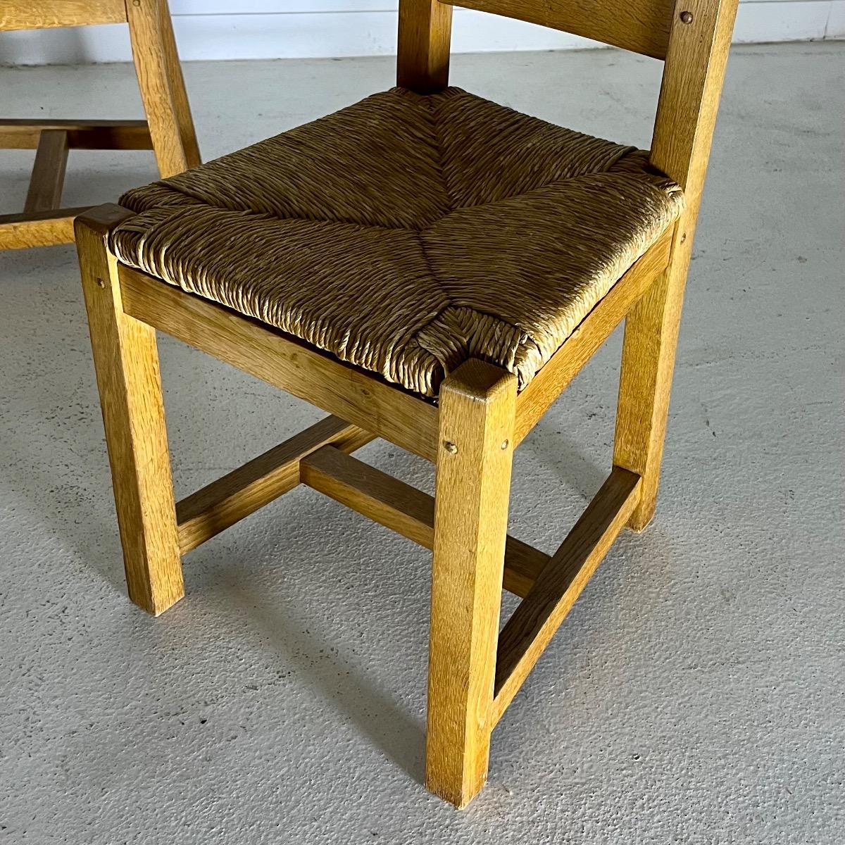 Set of 1970 Rustic modern straw chairs 