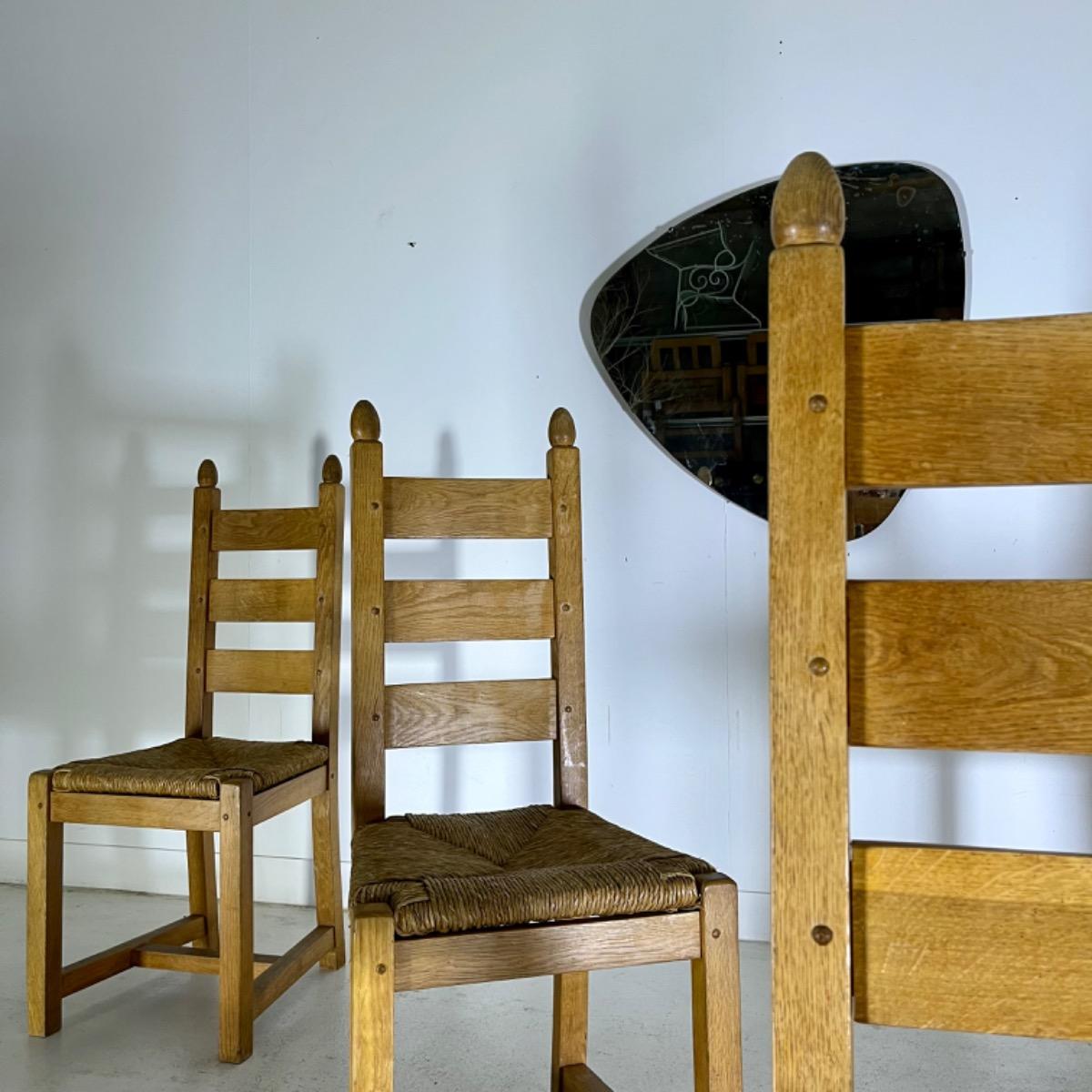 Set of 1970 Rustic modern straw chairs 