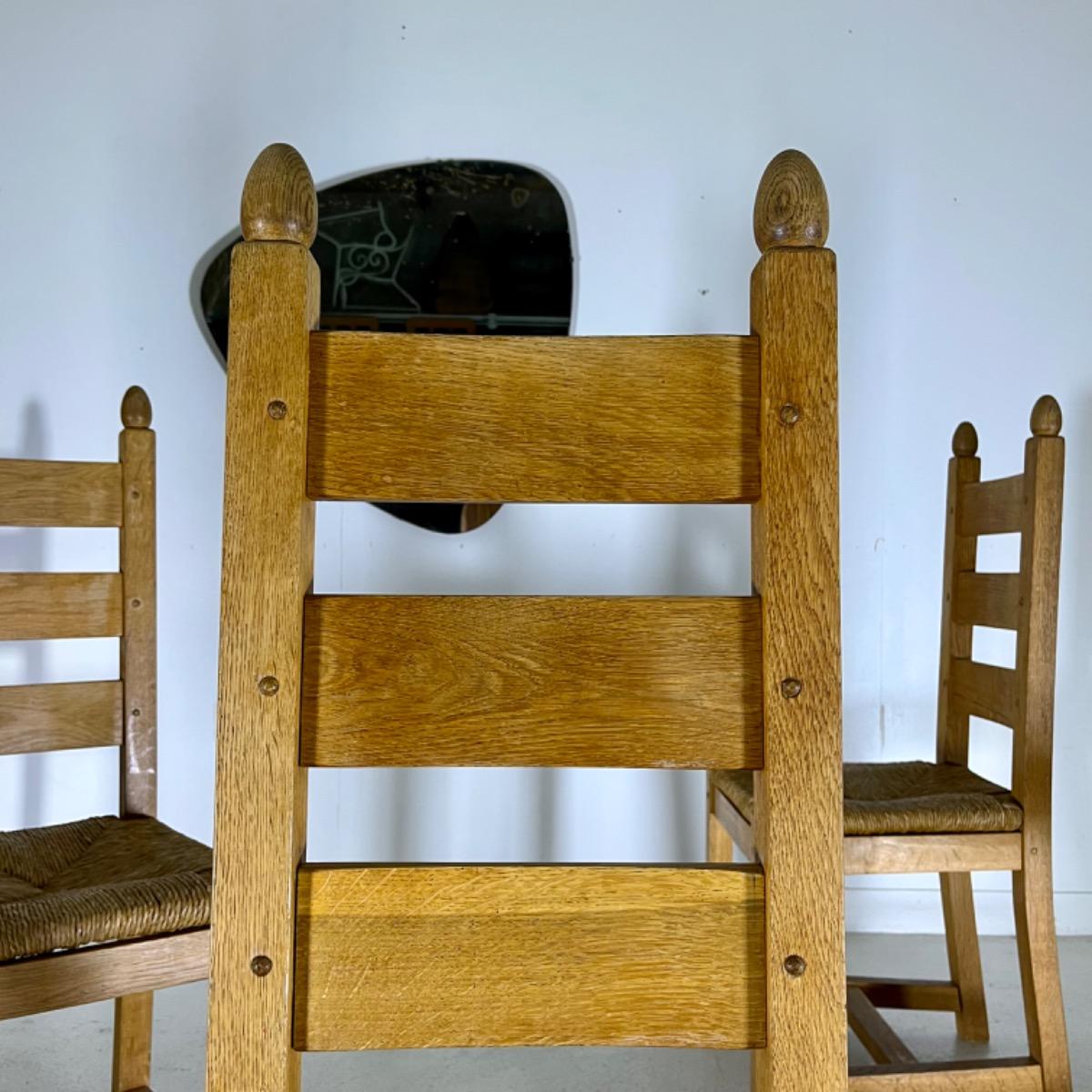 Set of 1970 Rustic modern straw chairs 