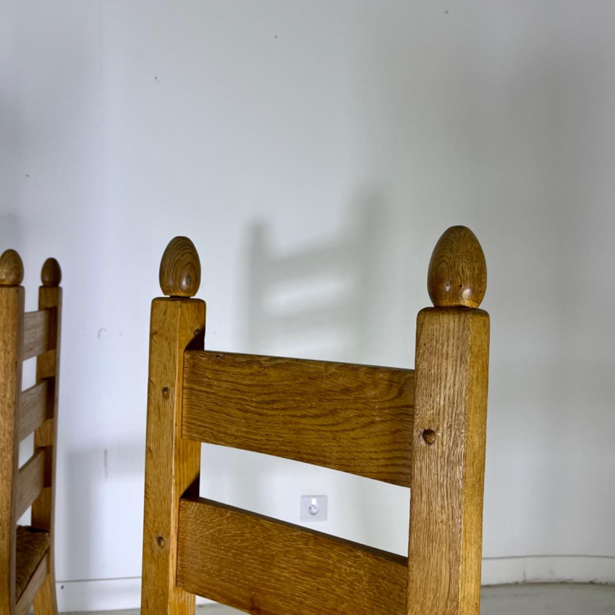 Set of 1970 Rustic modern straw chairs 