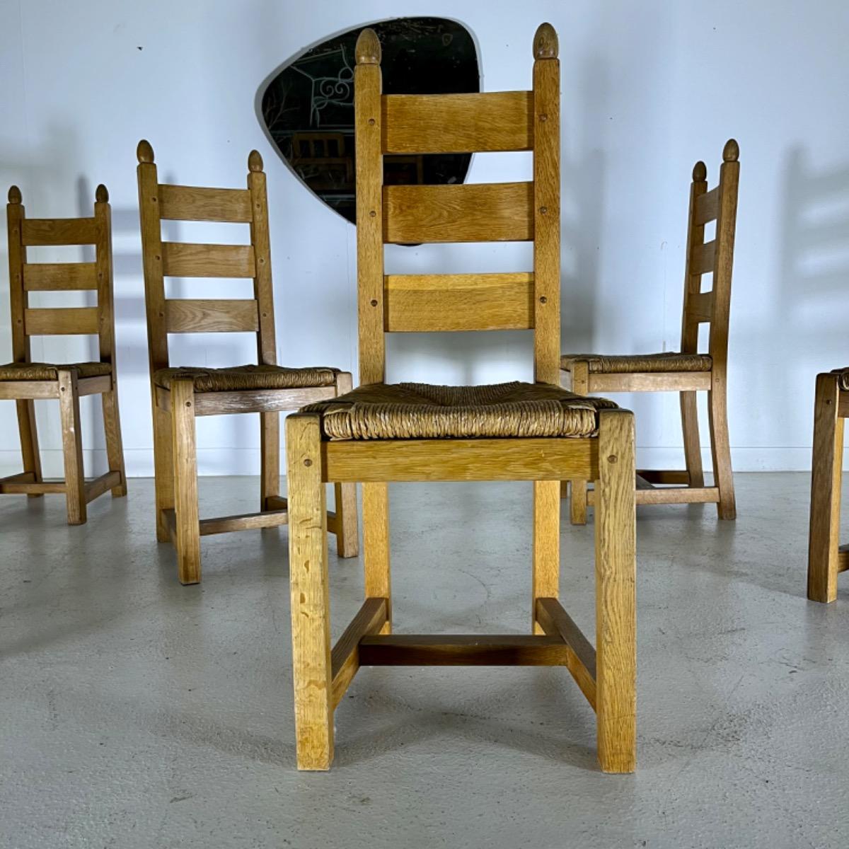 Set of 1970 Rustic modern straw chairs 