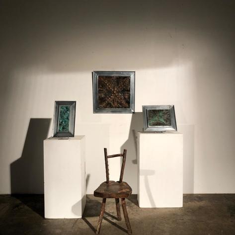 Set of 3 1970 metal sculpture 