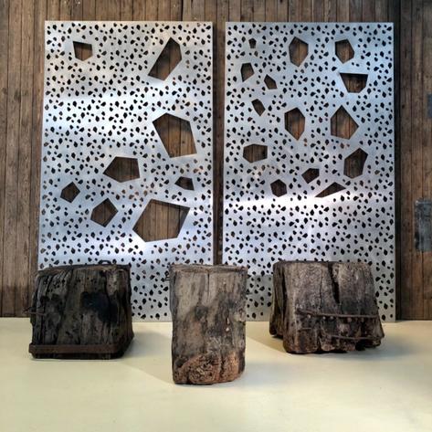 Set of 3 primitive side tables circa 1930