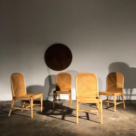 Set of 4 1970 bamboo chairs 