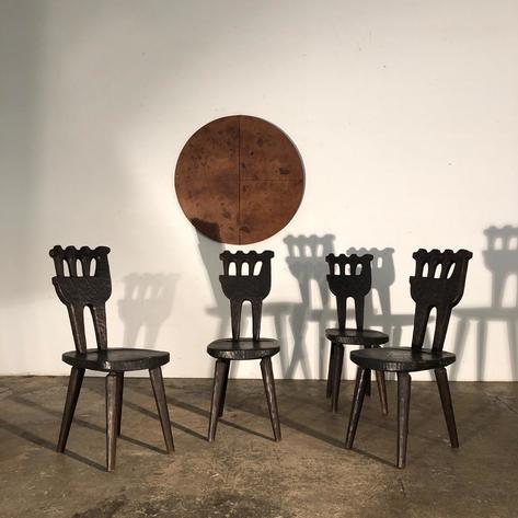 Set of 4 brutalist chairs 