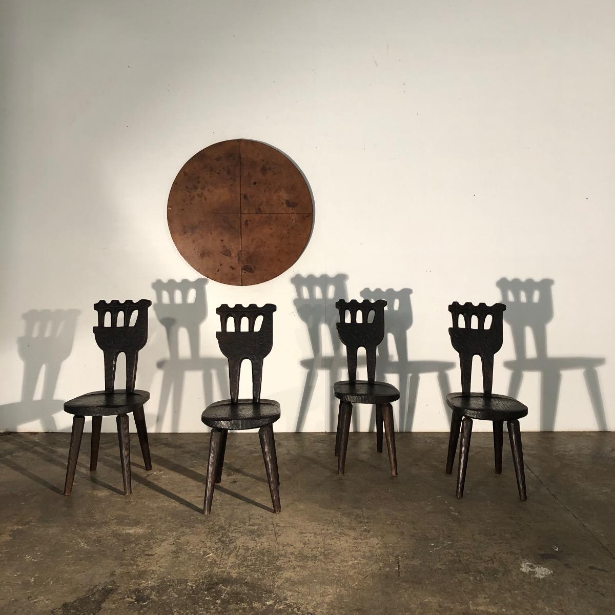 Set of 4 brutalist chairs 