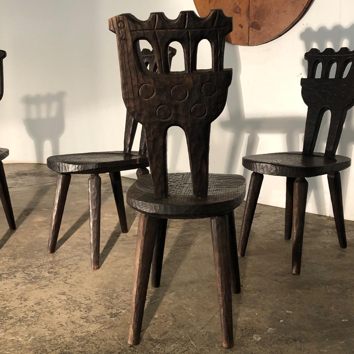 Set of 4 brutalist chairs 