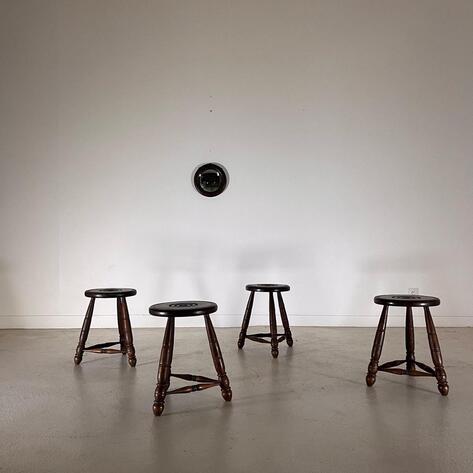 Set of 4 French 1930 stools 