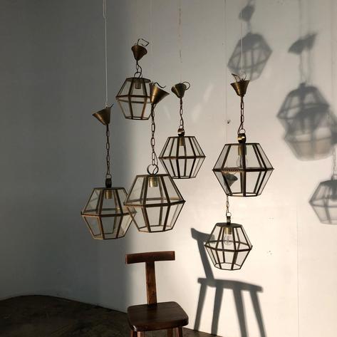 set of 6 copper lanterns