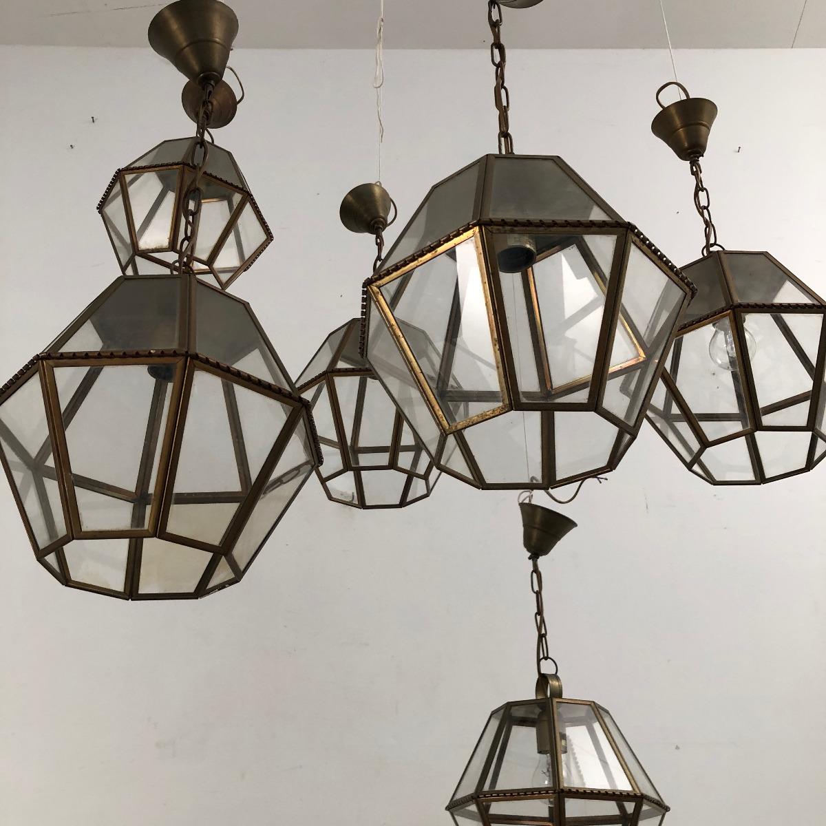 set of 6 copper lanterns