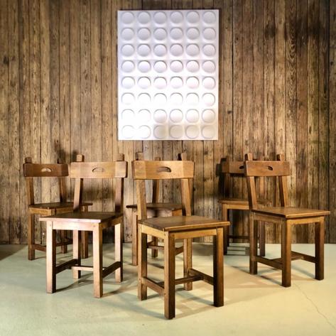 Set of 6 French rustic modern chairs 