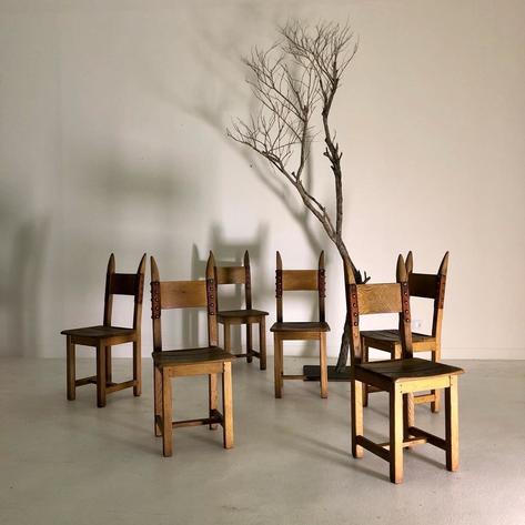 Set of 6 rustic modern chairs 