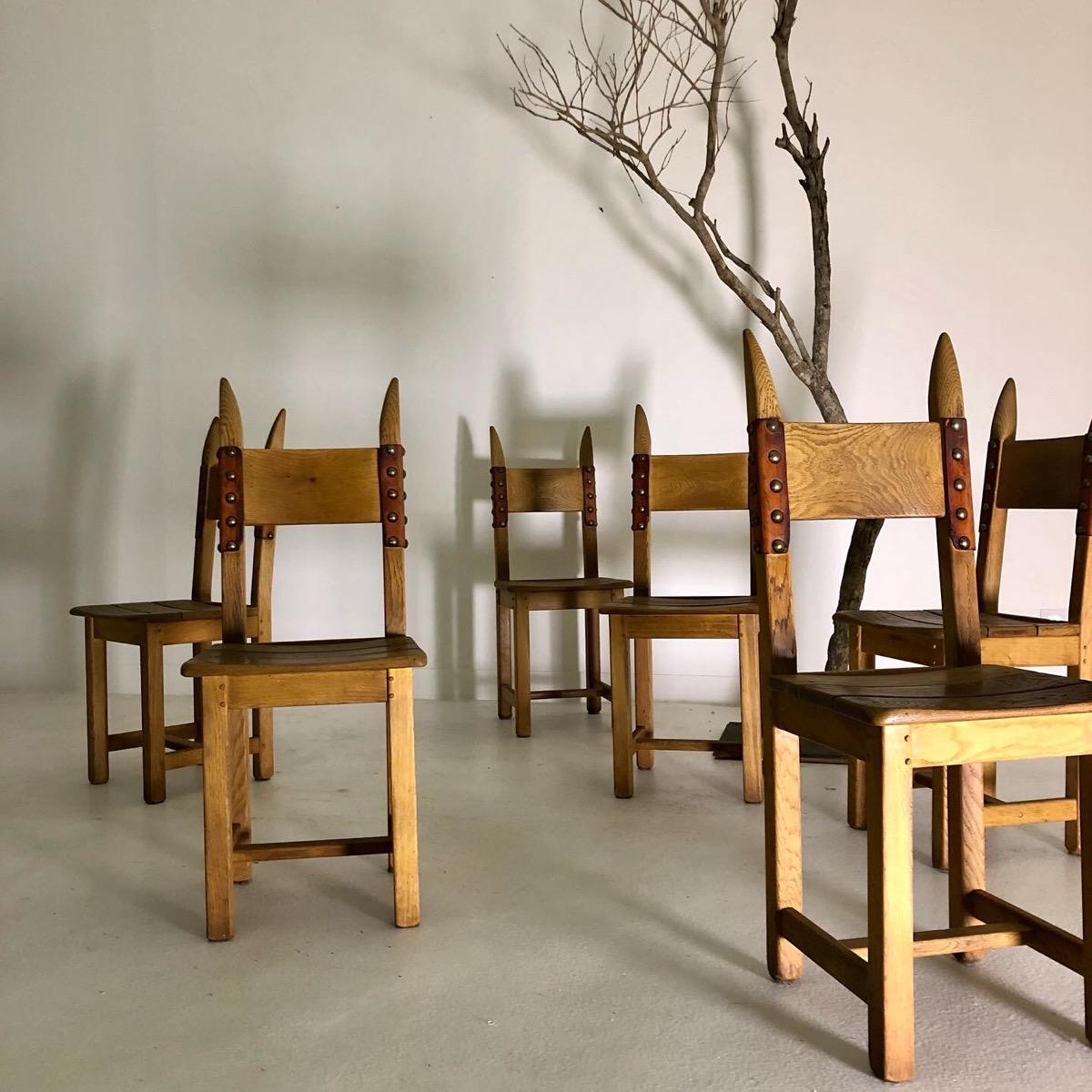 Set of 6 rustic modern chairs 