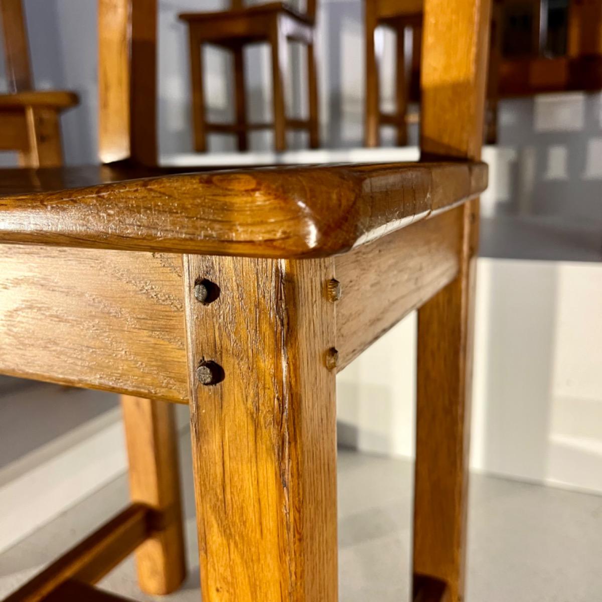 Set of 6 rustic modern oak chairs.