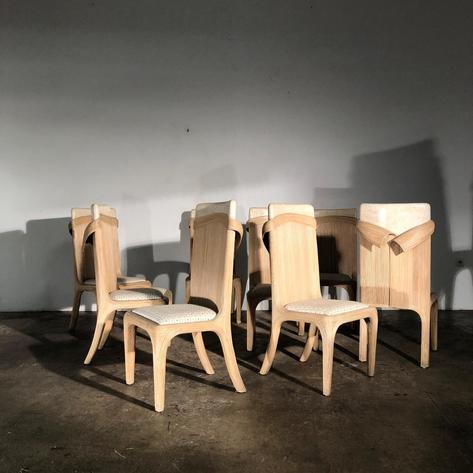 Set of 8 1970 bamboo chair